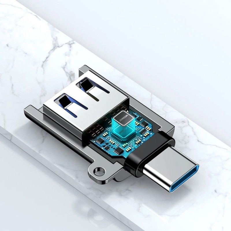 Joyroom Αντάπτορας USB-A Θηλυκό σε Type C Αρσενικό Γκρι Μαύρος (S-H151 Black)