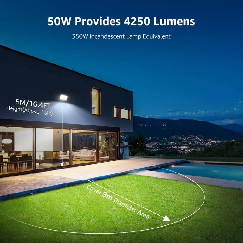Lepro Στεγανός Προβολέας 50W Λευκό 5000K 220-240V με Ελεύθερο Άκρο PR340003-DW-EU