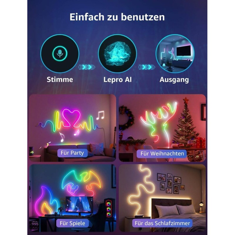 Lepro AI Smart Ταινία LED RGB IP65 Neon Strip 6m N1-6-EU