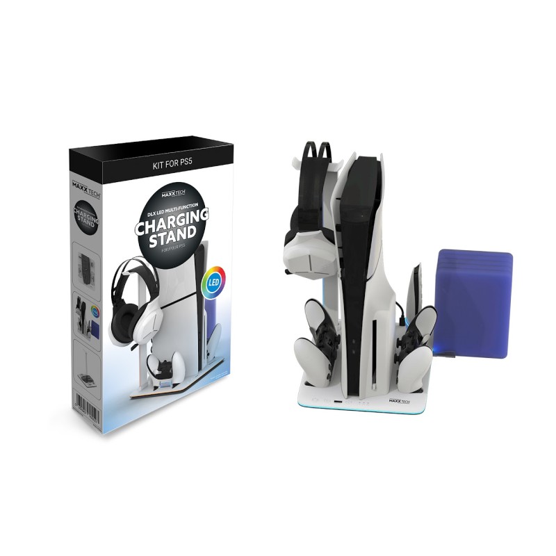 Maxx Tech Πολυλειτουργική Βάση Φόρτισης Κονσόλας PS5 & Slim MXT-DLX&LED-PS5