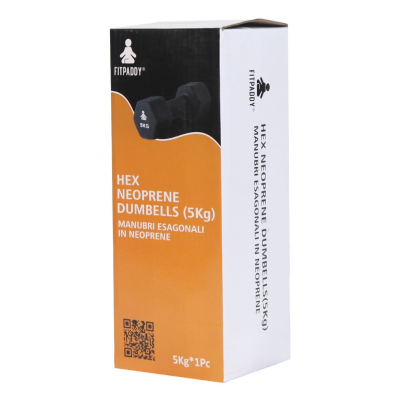 FITPADDY Βαράκι Εξάγωνο από Νεοπρένιο 5kg Μαύρο DB1X5BK