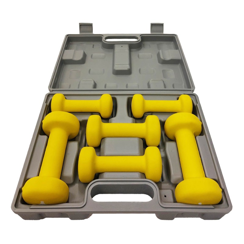 FITPADDY Σετ Βαράκια 2x0.5kg , 2x1kg , 2x1.5kg Κίτρινα σε Βαλιτσάκι DBKIT6YL