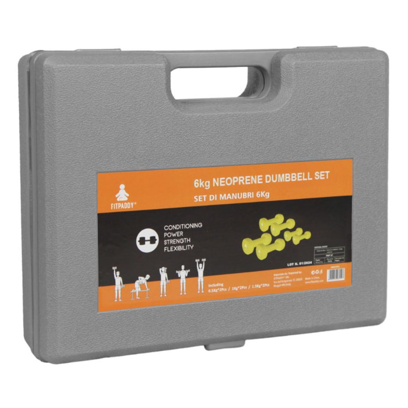 FITPADDY Σετ Βαράκια 2x0.5kg , 2x1kg , 2x1.5kg Κίτρινα σε Βαλιτσάκι DBKIT6YL