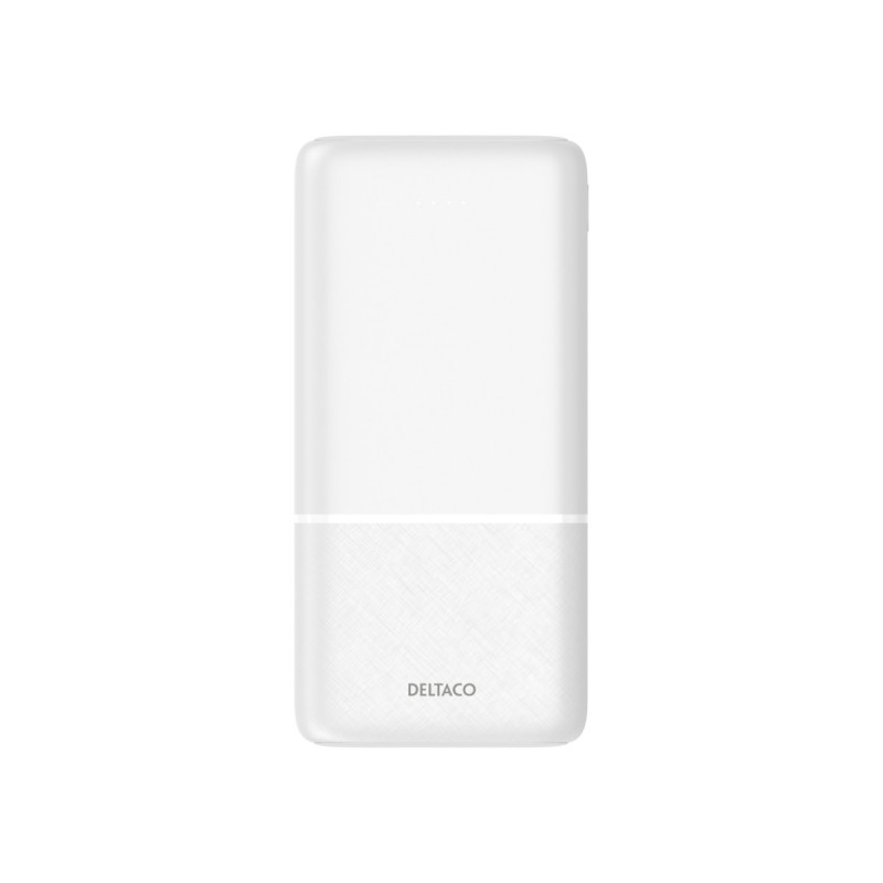 Deltaco Power bank 20 000 mAh, 2x USB-A, 1x USB-C, Pass-through Charging Λευκό PB-C1006