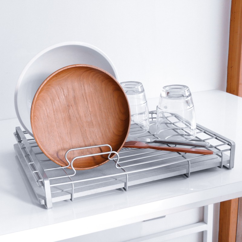 Moonstone Στεγνωτήρας Νεροχύτη από Διατομίτη ILUKA 8x30x39.5cm Γκρι/Ασημί MOO-EGOUT-ILUKA-SIL