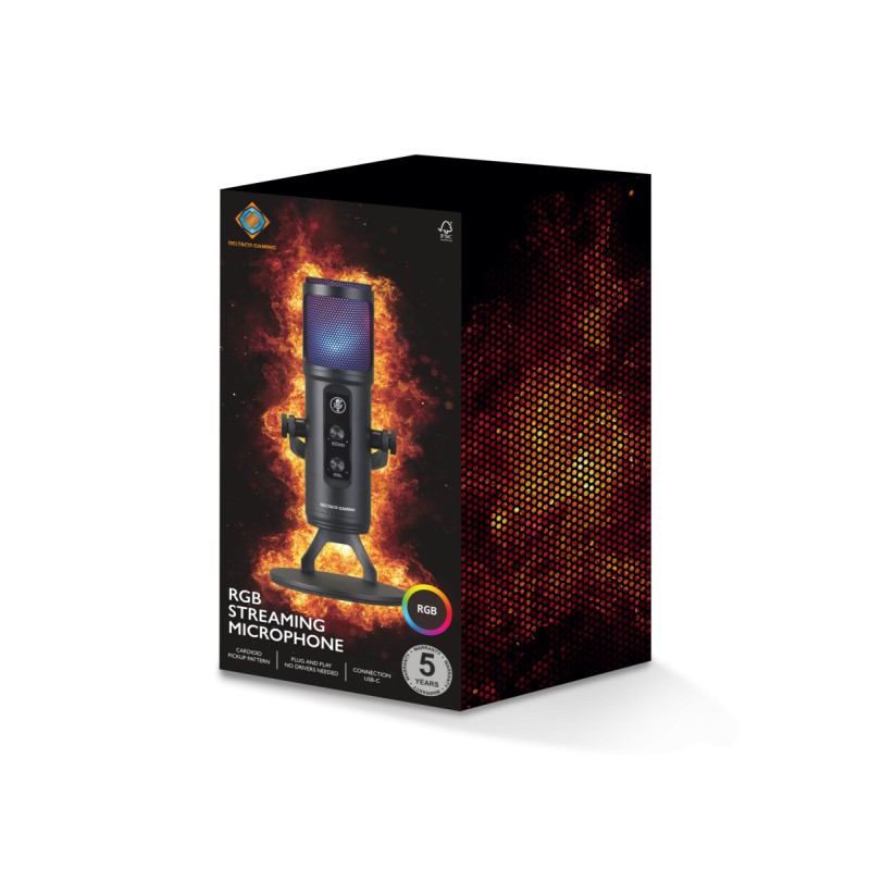 Deltaco Gaming Μικρόφωνο Επιτραπέζιο Cardioid Type C RGB Μαύρο GAM-171