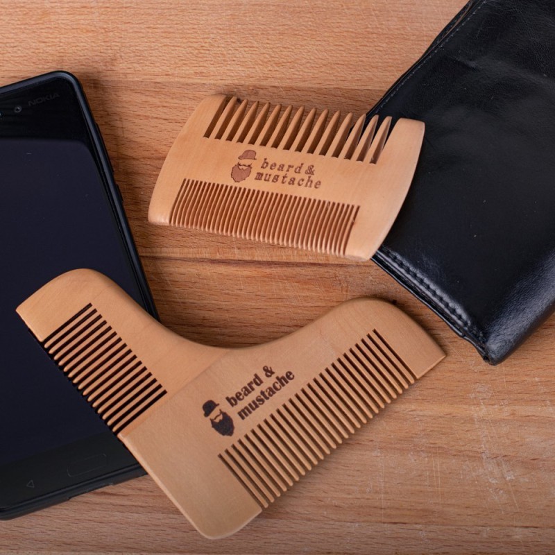 Gadget Master Σετ ξύλινες χτένες οδηγός για μούσια και μουστάκι - 2 τεμ