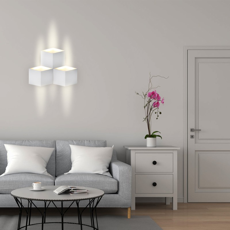 Inoleds Φωτιστικό Τοίχου LED 3D CUBE 10x10x10cm 100-240V 6W Λευκό Φως 480lm 3000k Λευκό INOCUBEWALLWH3D