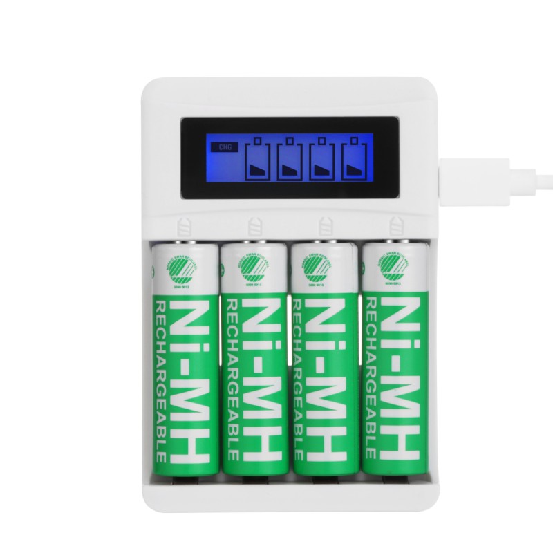 Deltaco Ultimate 4x Μπαταρίες AA με Φορτιστή Μπαταριών Ni-Mh USB, AA/AAA 5V/2A Ecolabel C704A4-4xAA