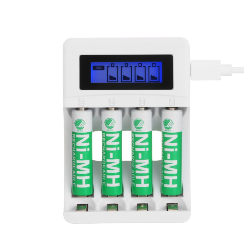 Deltaco Ultimate 4x Μπαταρίες AAA με Φορτιστή Μπαταριών Ni-Mh USB, AA/AAA 5V/2A Max Ecolabel C704A4-4xAAA