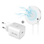 Celly Φορτιστής Τοίχου USB-C 20W και Ασύρματος Φορτιστής 10W Λευκό MAGCHARGEKIT