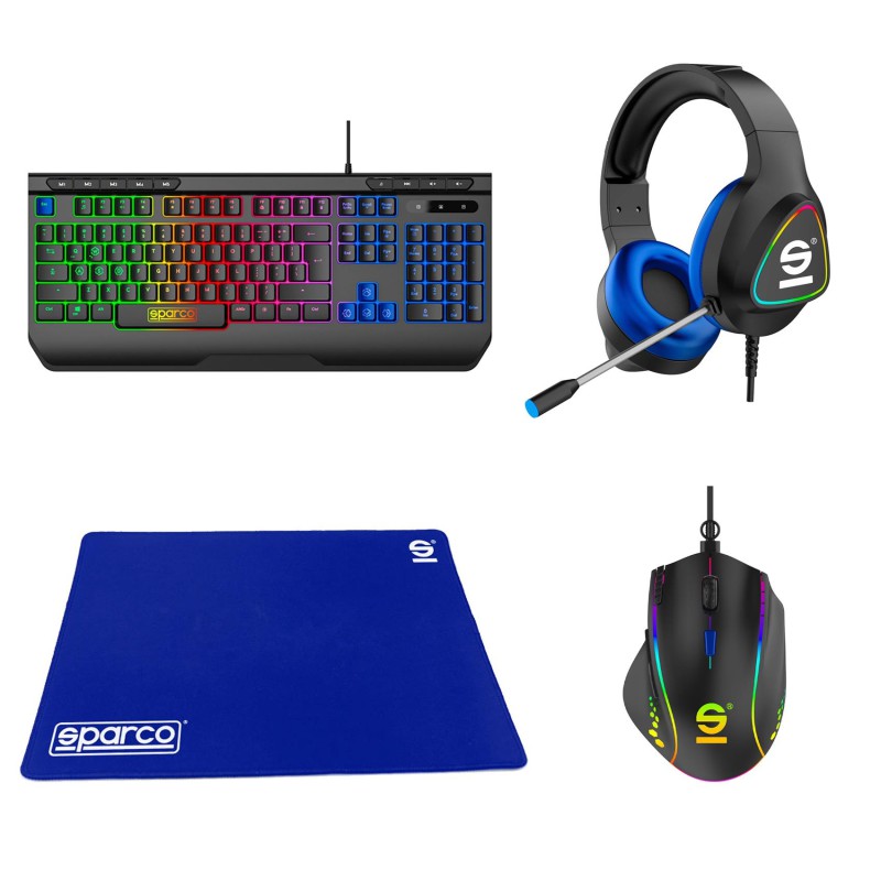Sparco Gaming Kit POLEPOSITION 4in1 Σετ Πληκτρολόγιο US, Ποντίκι, Headset, Mousepad, SPGAMEKITPRO