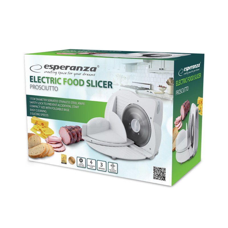 Esperanza Κόφτης Αλλαντικών Prosciutto 150W White EKM017W