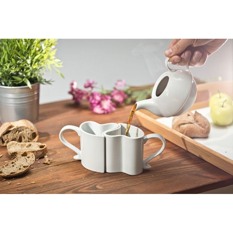 Gadget Master Σετ Κούπες καφέ από πορσελάνη για ζευγάρι hot love mugs Αγίου Βαλεντίνου