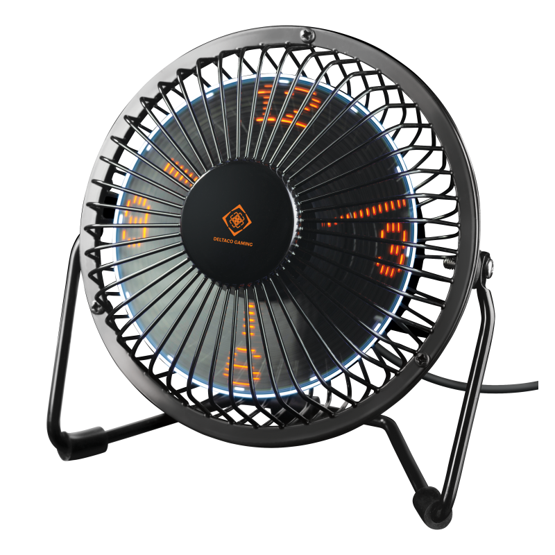 Deltaco Gaming Ανεμιστήρας Ρολόι Γραφείου USB 153x103x145mm Μαύρος GAM-054