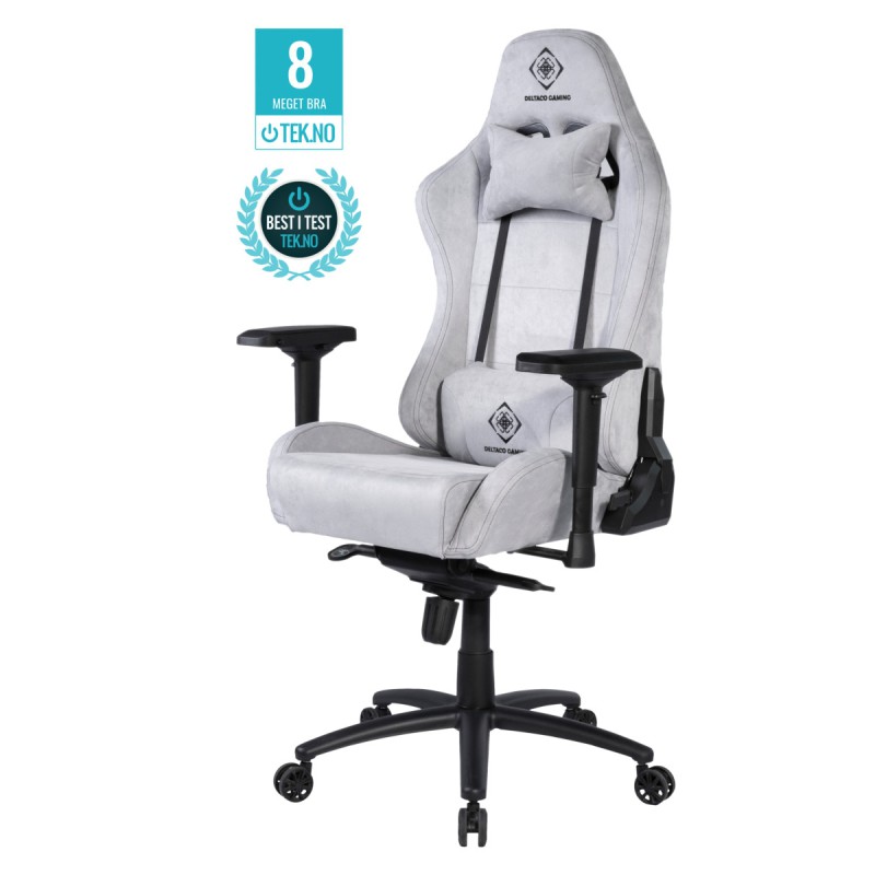 Deltaco Gaming Καρέκλα Υφασμάτινη Alcantara/Suede DC440D Ανοιχτό Γκρι GAM-121-LG