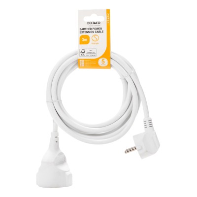 Deltaco Μπαλαντέζα Προέκταση Καλωδίου με Παιδική Προστασία, Διατομής 3x1.5mm² Μήκος 3m Λευκή GT-0900