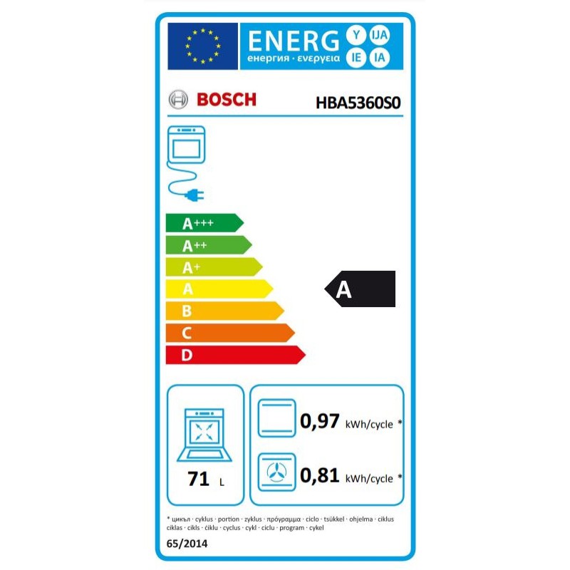 Bosch Φούρνος άνω Πάγκου 71lt χωρίς Εστίες Π59.4εκ. Inox HBA5360S0