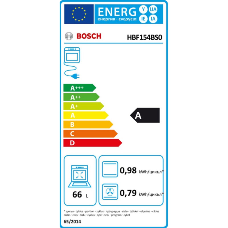 Bosch Φούρνος άνω Πάγκου 66lt χωρίς Εστίες Π59.4εκ. Inox HBF154BS0