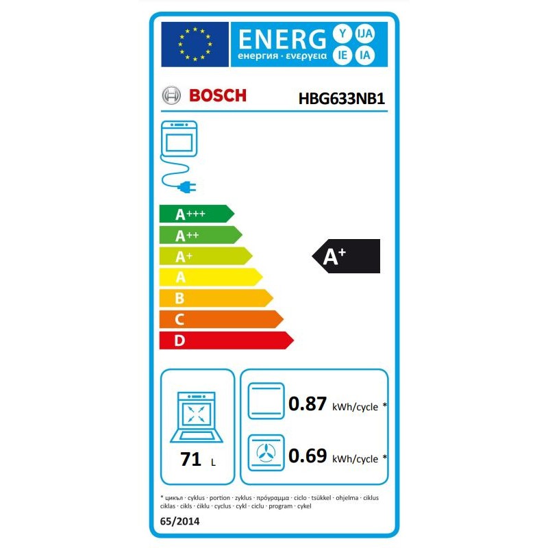 Bosch Φούρνος άνω Πάγκου 71lt χωρίς Εστίες Π59.4εκ. Μαύρος HBG633NB1