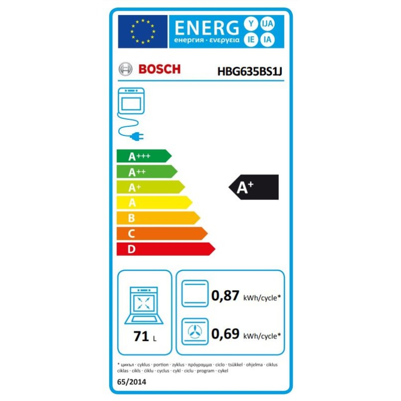 Bosch Φούρνος άνω Πάγκου 71lt χωρίς Εστίες Π59.5εκ. Inox HBG635BS1
