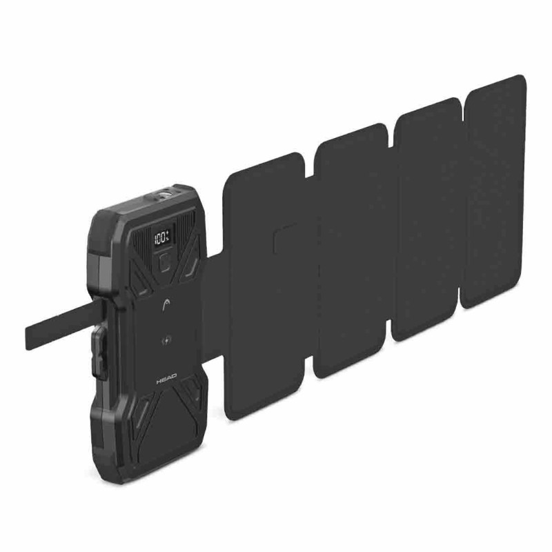 HEAD Solar Powerbank 10.000 mAh, 22.5W PD, Ασύρματο Φόρτιση 15W, Ηλιακό Panel Φόρτισης Μαύρο HDPB01