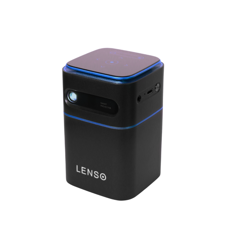 Lenso See Projector Mini Επαναφορτιζόμενος LED Ανάλυση 960x540p Type-C HDMI 300lm BT,Wi-Fi 7000mAh 16GB Μαύρος LENSOSEEUNIV