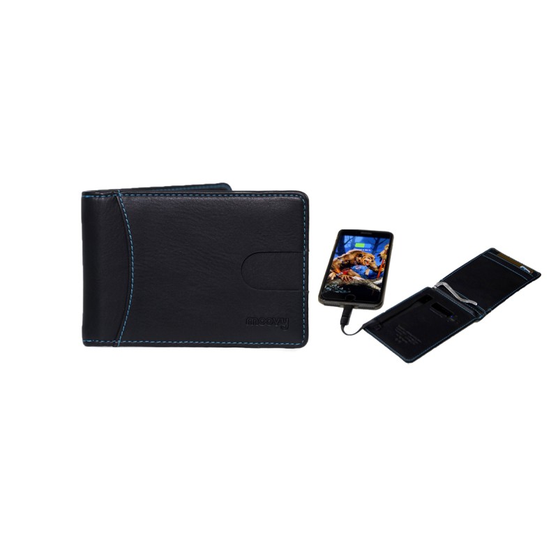Moovy Powerbank Πορτοφόλι 4000mAh Type C Lightning Micro USB Μαύρο MBATWAL