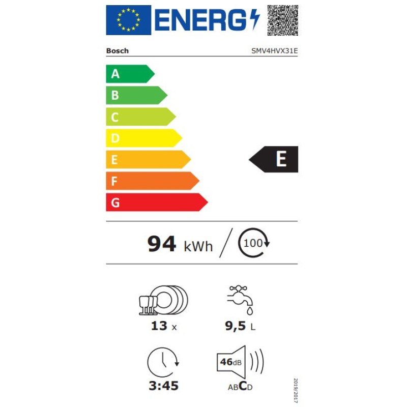 Bosch Πλήρως Εντοιχιζόμενο Πλυντήριο Πιάτων με Wi-Fi για 13 Σερβίτσια Π59.8xY81.5εκ. SMV4HVX31E