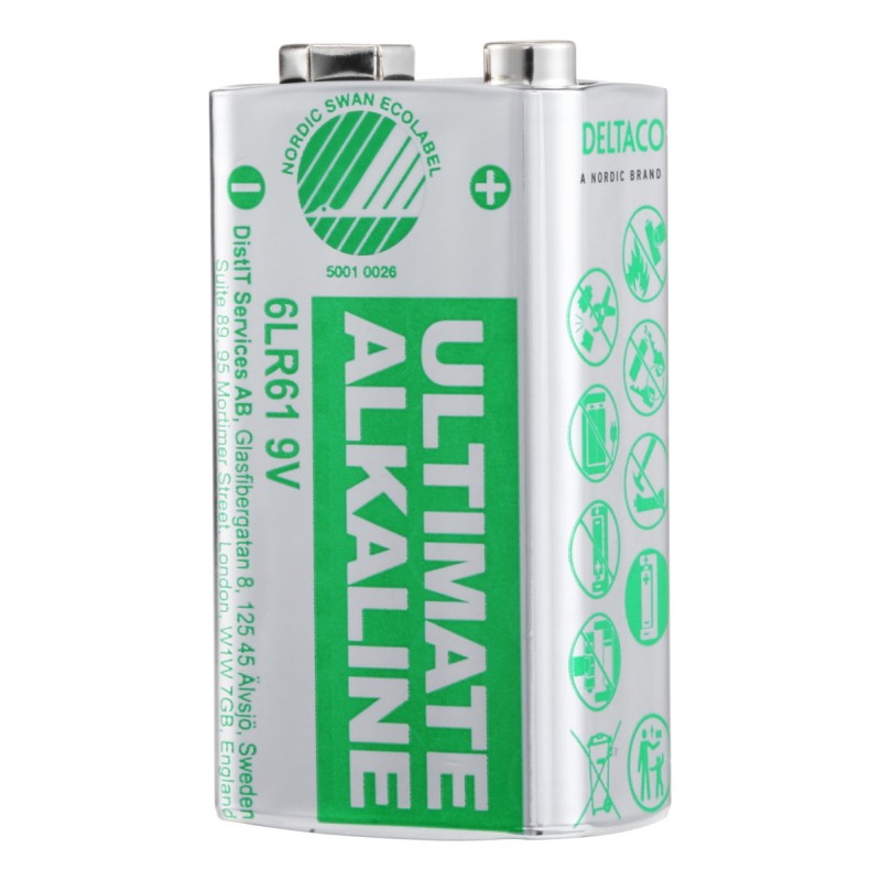 Deltaco Ultimate Αλκαλική Μπαταρία 9V 6LR61 1 τεμάχιο Ecolabel ULT-6LR61-1P