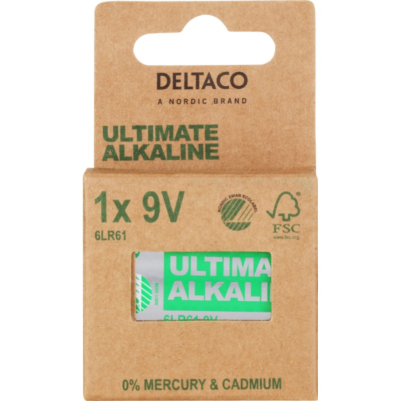Deltaco Ultimate Αλκαλική Μπαταρία 9V 6LR61 1 τεμάχιο Ecolabel ULT-6LR61-1P