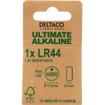 DELTACO Ultimate Αλκαλική Μπαταρία 1.5V LR44 button cell 1 τεμάχιο Οικολογική FSC Συσκευασία ULT-LR44-1P