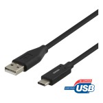 Deltaco Καλώδιο Φόρτισης USB-A σε Type C 3A, USB 2.0, 1m Μαύρο USBC-1004M