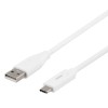 Deltaco Καλώδιο Φόρτισης USB-C σε USB-A cable, 2m, 3A, USB 2,0, Λευκό USBC-1011M