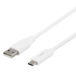 Deltaco Καλώδιο Φόρτισης USB-C σε USB-A cable, 2m, 3A, USB 2,0, Λευκό USBC-1011M