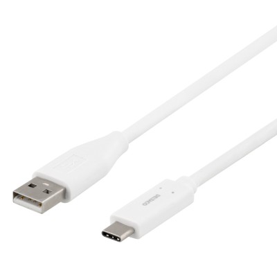 Deltaco Καλώδιο Φόρτισης USB-C σε USB-A cable, 2m, 3A, USB 2,0, Λευκό USBC-1011M