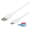 Deltaco Καλώδιο Φόρτισης USB-C σε USB-A cable, 2m, 3A, USB 2,0, Λευκό USBC-1011M
