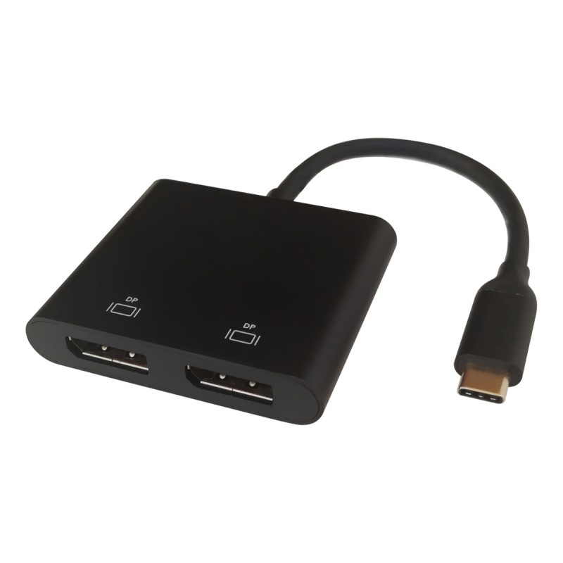 Deltaco Multi-Stream Transport Hub Type C Αρσενικό σε 2x Display Port 4K/60Hz Θηλυκό 10cm Μαύρος USBC-2DP
