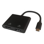 Deltaco Multi-Stream Transport Hub Type C Αρσενικό σε 2x HDMI 4K/60Hz Θηλυκό 10cm Μαύρος 10cm USBC-2HDMI