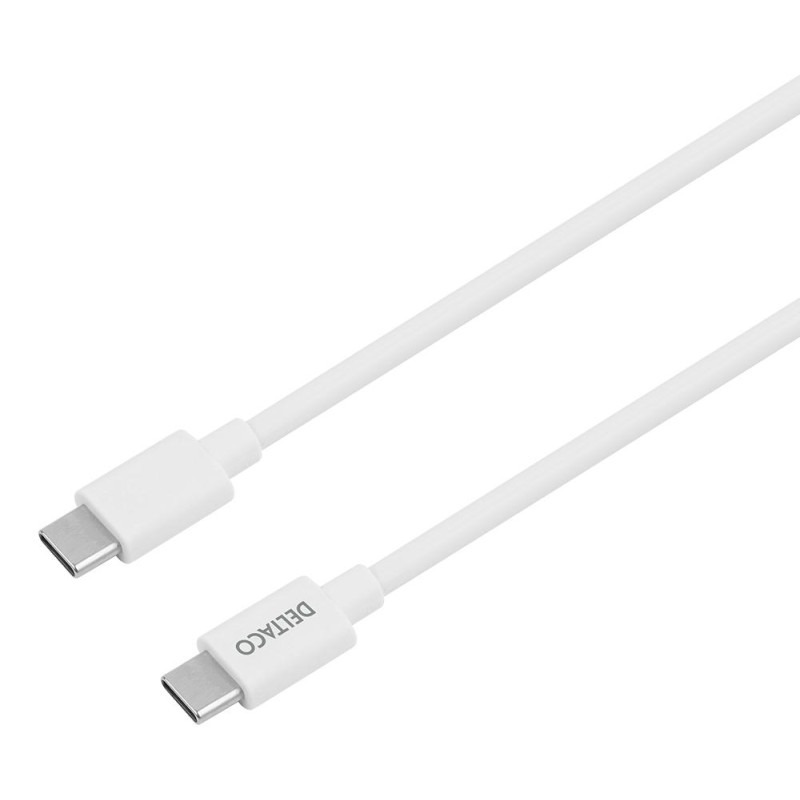 Deltaco Wall Charger 1x Type C PD 20W με Καλώδιο Type C σε Type C 1m Λευκό USBC-AC146