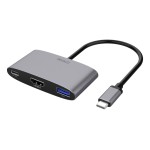 Deltaco Αντάπτορας USB-C σε HDMI/USB-A, 4K 60Hz, USB-C PD 3.0 100 W, Space Grey USBC-HDMI22