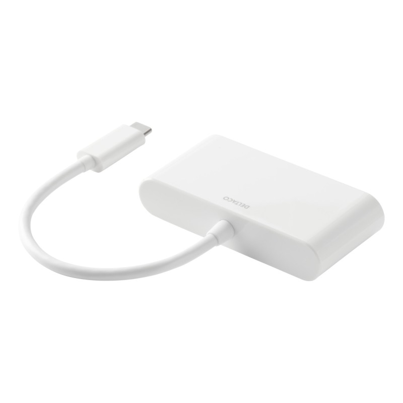 Deltaco Αντάπτορας USB-C to HDMI/USB A, 4K 30Hz, USB-C PD 3,0 100W, Λευκός USBC-HDMI23