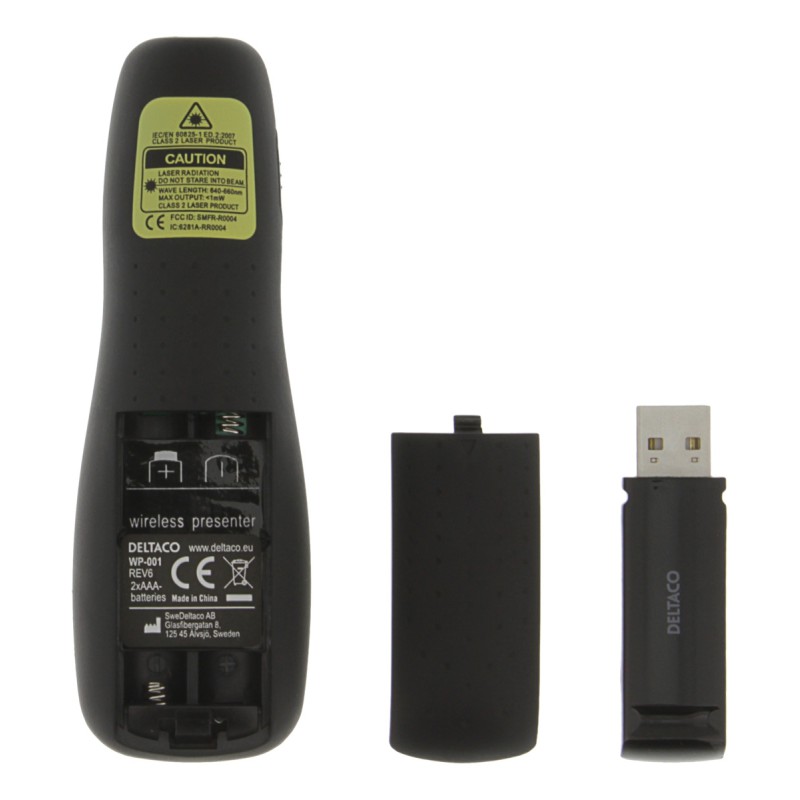 Deltaco Wireless Presenter με Κόκκινο Laser και Πλήκτρα Slideshow Μαύρο WP-001