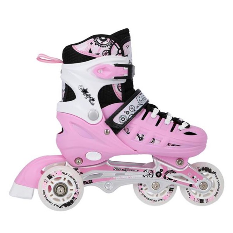 Αυξομειούμενα Πατίνια Roller NH 10905 ΣΕΤ 4 ΣΕ 1 INLINE SKATES NILS EXTREME ΡΟΖ - MEDIUM (35-38)