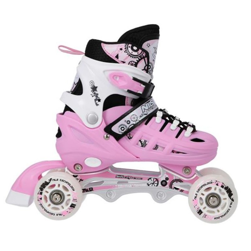 Αυξομειούμενα Πατίνια Roller NH 10905 ΣΕΤ 4 ΣΕ 1 INLINE SKATES NILS EXTREME ΡΟΖ - MEDIUM (35-38)