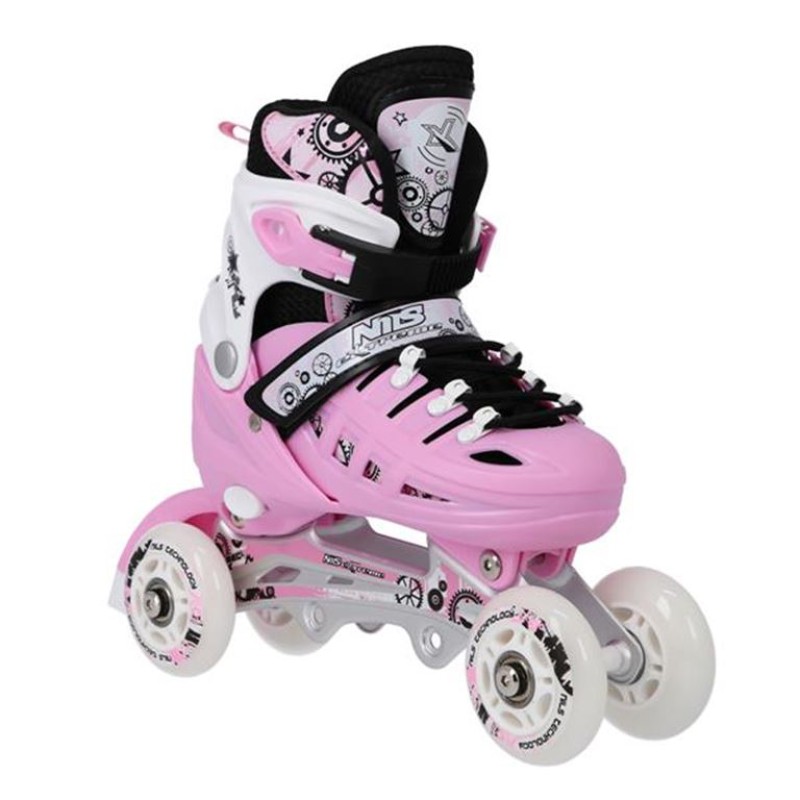 Αυξομειούμενα Πατίνια Roller NH 10905 ΣΕΤ 4 ΣΕ 1 INLINE SKATES NILS EXTREME ΡΟΖ - MEDIUM (35-38)