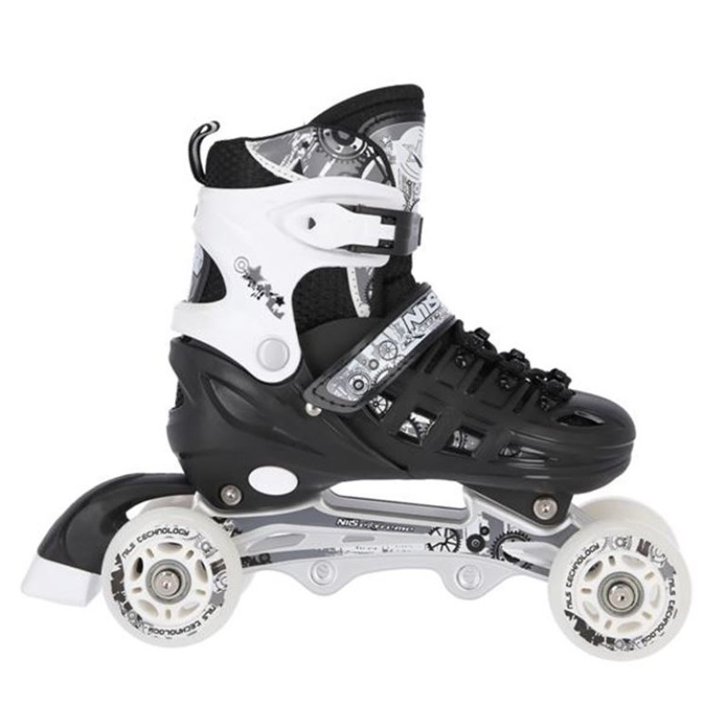 Αυξομειούμενα Πατίνια Roller NH 10905 ΣΕΤ 4 ΣΕ 1 INLINE SKATES NILS EXTREME ΜΑΥΡΟ-MEDIUM (35-38)