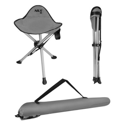 Nils Camp NC3008 Πτυσσόμενο Σκαμνάκι Παραλίας Γκρι Αδιάβροχο 31x31x43 cm