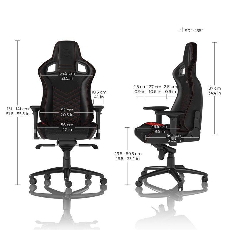 noblechairs EPIC Gaming Chair Breathable, 4D armrests, 60mm casters - black/red