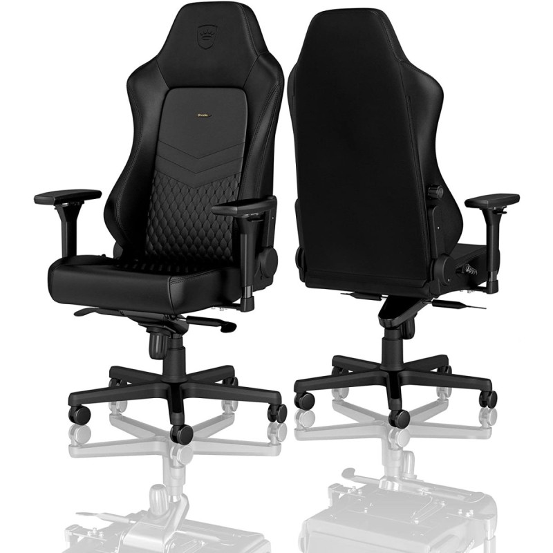 noblechairs HERO Pure Leather Gaming Chair - cold foam, steel armrests,  60mm casters, 150kg - black